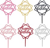 XYZ Goods - Taarttopper Happy Birthday - Taart Decoratie - Cake Topper - Verjaardag - 6 Kleuren Set - Ster