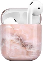 Airpods Hoesje Hard Case - Marmer Roze - Airpod hoesje geschikt voor Apple AirPods 1 en Airpods 2