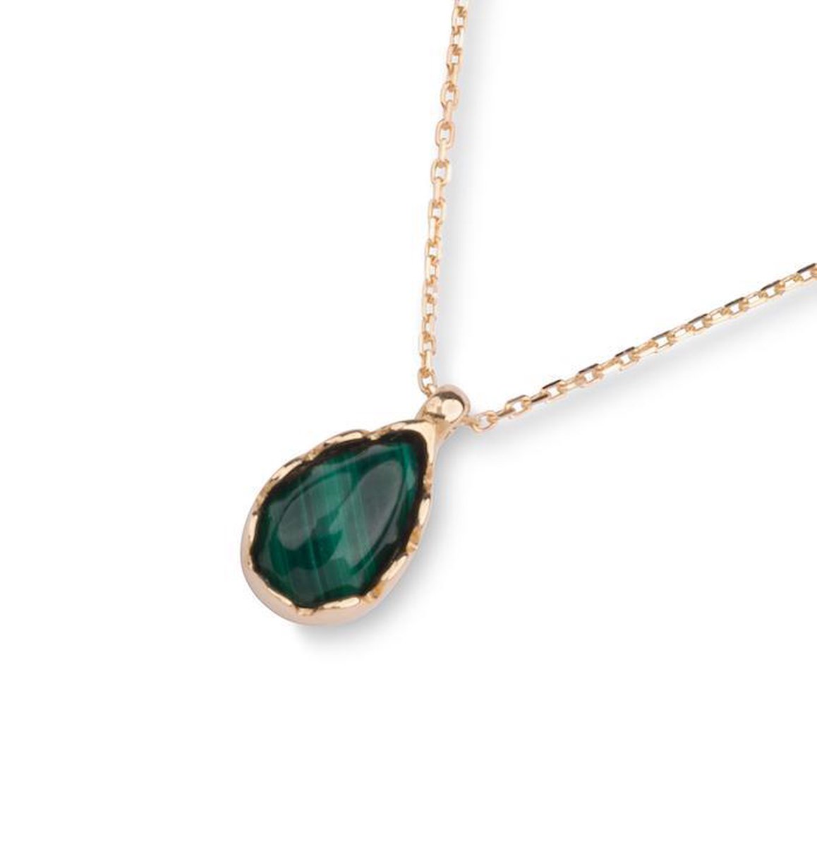 Hemels juwelier- 14k geelgouden ketting met hanger- Dames- Goud- HML790 - Cadeautje- Groen - Hemels Juwelier