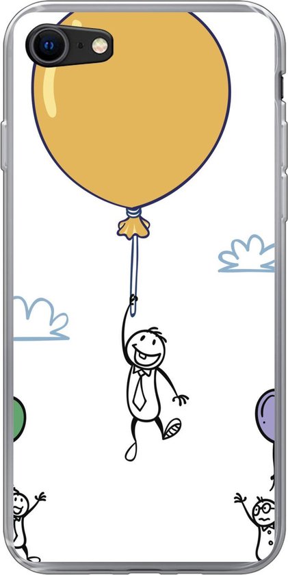 iPhone SE 2020 hoesje - drie poppetjes aan drie ballonnen - Siliconen  Telefoonhoesje | bol
