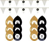 18 Jaar Versiering Festive Gold Feestpakket - 18 Jaar Decoratie - Ballonnen en Slingers