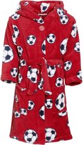 Playshoes - Fleece badjas voor kinderen - Voetbal - Rood - maat 110-116cm