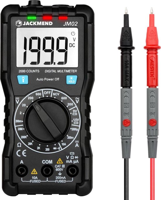 Multimètre numérique Voltmètre de batterie Multi Testeur AC DC Volt OHM Amp  Courant Mètre Circuit Continuité Résistance Diode Testeur électrique avec  fils de test Rétroéclairage LCD Écran : : Outils et Bricolage