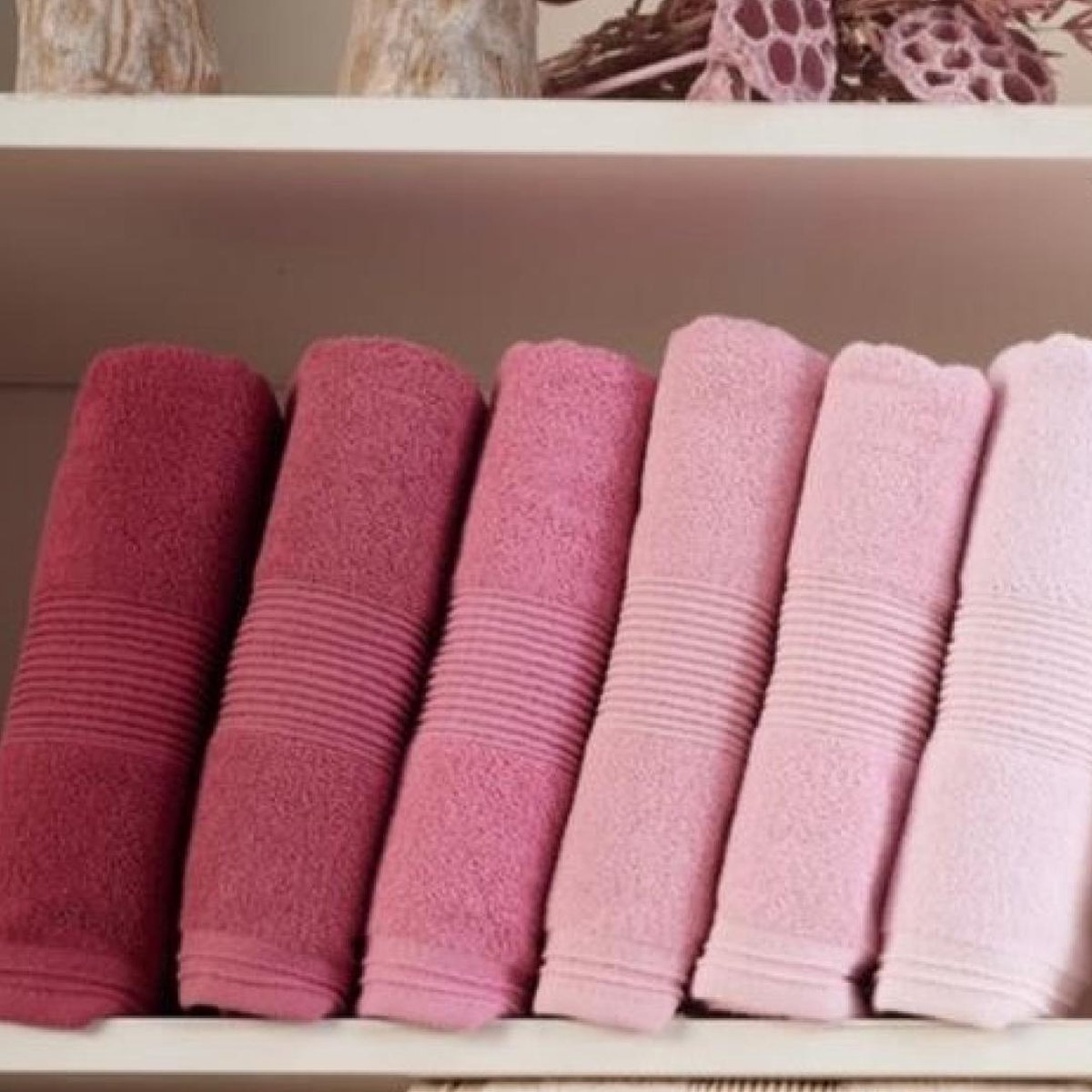 Handdoeken - zware kwaliteit rose-set van 6 stuks-50*90 cm