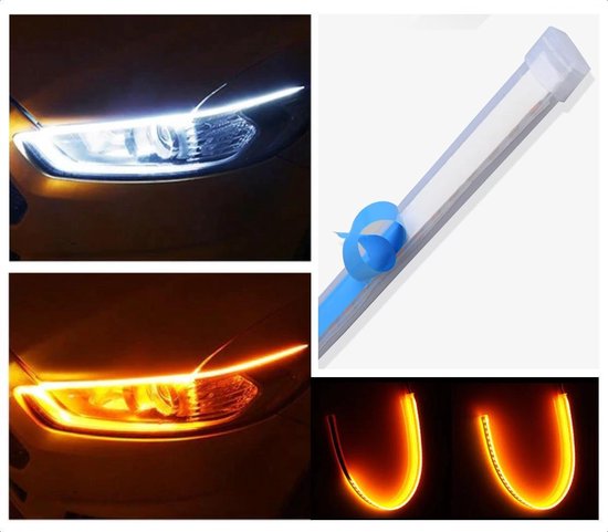 DRL LED Strip - Auto dagrijverlichting met richtingaanwijzer 45cm -- Koplamp Led Strip | bol.com