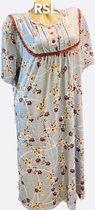 Dames nachthemd korte mouw met bloemenprint M 38-42 grijs/bruin