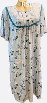 Dames nachthemd korte mouw met bloemenprint XXXL 46-54 grijs/groen