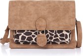 Schouder-/ crossbodytasje / clutch dierenprint, bruin - Michelle