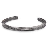 Victorious Stalen Armband Heren – Gevlochten Donker Zilver Staal – Never Give Up - Zilver – 20cm