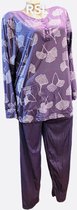 Dames pyjamaset met blaadjes XXL 44-46 paars/wit