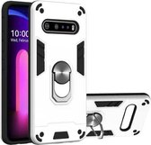 Voor LG V60 ThinQ 5G 2 in 1 Armor Series PC + TPU beschermhoes met ringhouder (zilver)