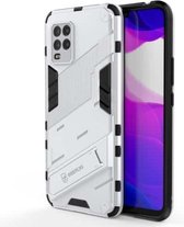 Voor Geschikt voor Xiaomi Mi 10 Lite 5G Punk Armor 2 in 1 PC + TPU schokbestendig hoesje met onzichtbare houder (wit)