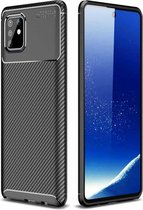 Voor Galaxy A81 / M60s Carbon Fiber Texture Shockproof TPU Case (Zwart)