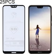 25 STUKS 9H 5D Volledige lijm Volledig scherm Gehard glasfilm voor Huawei P20 Lite / Nova 3e