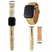 Voor Apple Watch Series 5 & 4 40 mm / 3 & 2 & 1 38 mm krokodiltextuur lederen polsband (goud)