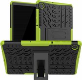 Voor Lenovo Tab M10 Plus TB-X606F Bandentextuur Schokbestendig TPU + pc-beschermhoes met houder (groen)