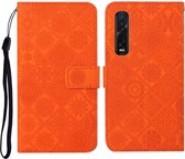 Voor OPPO Find X2 Pro Etnische stijl Reliëfpatroon Horizontale flip lederen hoes met houder & kaartsleuven & portemonnee & lanyard (oranje)