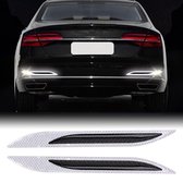 2 STKS Koolstofvezel Auto-Styling Achterbumper decoratieve strip, externe reflectie + binnenste koolstofvezel (wit)