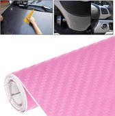 Auto decoratieve 3D koolstofvezel PVC-sticker, afmeting: 152 cm x 50 cm (roze)