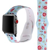 Siliconen drukband voor Apple Watch Series 5 & 4 40 mm (lichtblauwe onderkant bloemenpatroon)