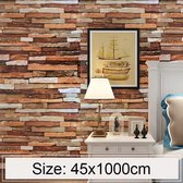 Kleurrijke Shale Creative 3D Stone Brick Decoratie Behangstickers Slaapkamer Woonkamer Muur Waterdicht Behangrol, Afmeting: 45 x 1000 cm