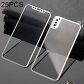 25 stuks titaniumlegering rand volledige dekking voor + achterkant gehard glas screenprotector voor iphone xs max (zilver)