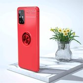 Voor Galaxy A31 metalen ringhouder 360 graden roterende TPU-hoes (rood + rood)