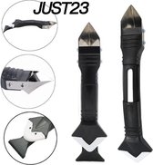 JUST23 3 in 1 Kit Tool Met RVS Schraper – Kit verwijderaar – Afstrijkrubber set – Voegstrijker – Kit Schraper/strijker/spatel
