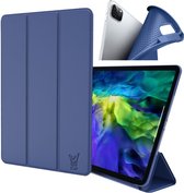 iPad Pro 2021 Hoes en iPad Pro 2021 Screenprotector - iPad Pro 12.9 inch Hoes - iPad Pro 2021 Hoes Smart Book Case Hoesje Blauw + iPad Pro 2021 Screen Protector Glas