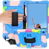 Voor Samsung Galaxy Tab A 10.1 (2019) / T515 360 graden rotatie draaitafel Contrast kleur Robot schokbestendig siliconen + pc beschermhoes met houder (kleurrijk + blauw)