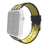 Voor Apple Watch 38 mm gestreepte siliconen horlogeband met connector (zwart + geel)