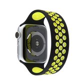 Elastische siliconen horlogeband voor Apple Watch Series 6 & SE & 5 & 4 40 mm / 3 & 2 & 1 38 mm, lengte: 160 mm (zwart geel)