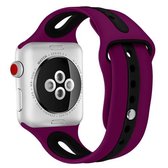 Voor Apple Watch Series 6 & SE & 5 & 4 44mm / 3 & 2 & 1 42mm Tweekleurige siliconen open horlogeband (paars + zwart)
