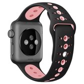 Voor Apple Watch Series 6 & SE & 5 & 4 44mm / 3 & 2 & 1 42mm Tweekleurige poreuze siliconen horlogeband (zwart roze)