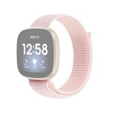 Voor Fitbit Versa 3 vervangende nylon lus horlogeband (parelroze)
