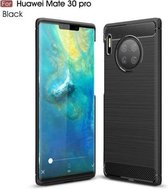 Voor Huawei Mate30 Pro geborstelde textuur koolstofvezel TPU-hoes (zwart)