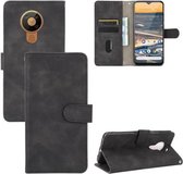 Voor Nokia 5.3 Effen Kleur Huid Voel Magnetische Gesp Horizontale Flip Kalf Textuur PU Lederen Case met Houder & Kaartsleuven & Portemonnee (Zwart)