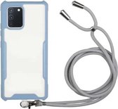 Voor Samsung Galaxy A31 acryl + kleur TPU schokbestendig hoesje met nekkoord (melkgrijs)