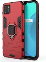 Voor OPPO Realme C11 PC + TPU Anti-val beschermhoes met magnetische ringhouder (rood)