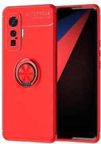 Voor VIVO IQOO 5 Pro metalen ringhouder 360 graden roterende TPU-hoes (rood + rood)