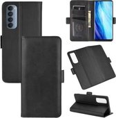 Voor OPPO Reno4 Pro 4G Dubbelzijdige magnetische gesp Horizontale flip lederen tas met houder & kaartsleuven en portemonnee (zwart)