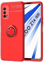 Voor VIVO IQOO Z1X metalen ringhouder 360 graden roterende TPU-hoes (rood + rood)