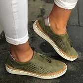 Ademende sneakers dames flats, maat: 41 (groen)