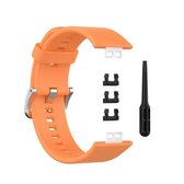 Voor Huawei Watch Fit Siliconen vervangende polsband Horlogeband met roestvrijstalen gesp (oranje)