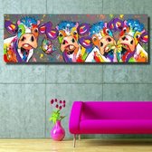Kleurrijke koeien Home Decoration Canvas schilderij HD Inkjet frameloze schilderij Core, afmeting: 30 × 90cm