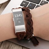 Voor Fitbit Charge 2 geweven lederen vervangende horlogeband (bruin)