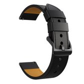 Voor Samsung Galaxy Watch 3 45mm ronde gatlijn lederen vervangende band horlogeband (zwart lederen lijn oranje punt)
