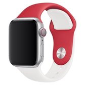 Dubbele kleuren siliconen horlogeband voor Apple Watch Series 3 & 2 & 1 38 mm (wit + rood)