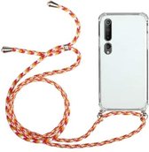Voor Xiaomi Mi 10 schokbestendige transparante TPU beschermhoes met vier hoeken en draagkoord (oranjegeel)