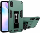 Voor Xiaomi Redmi 9A 2 in 1 PC + TPU schokbestendige beschermhoes met onzichtbare houder (donkergroen)